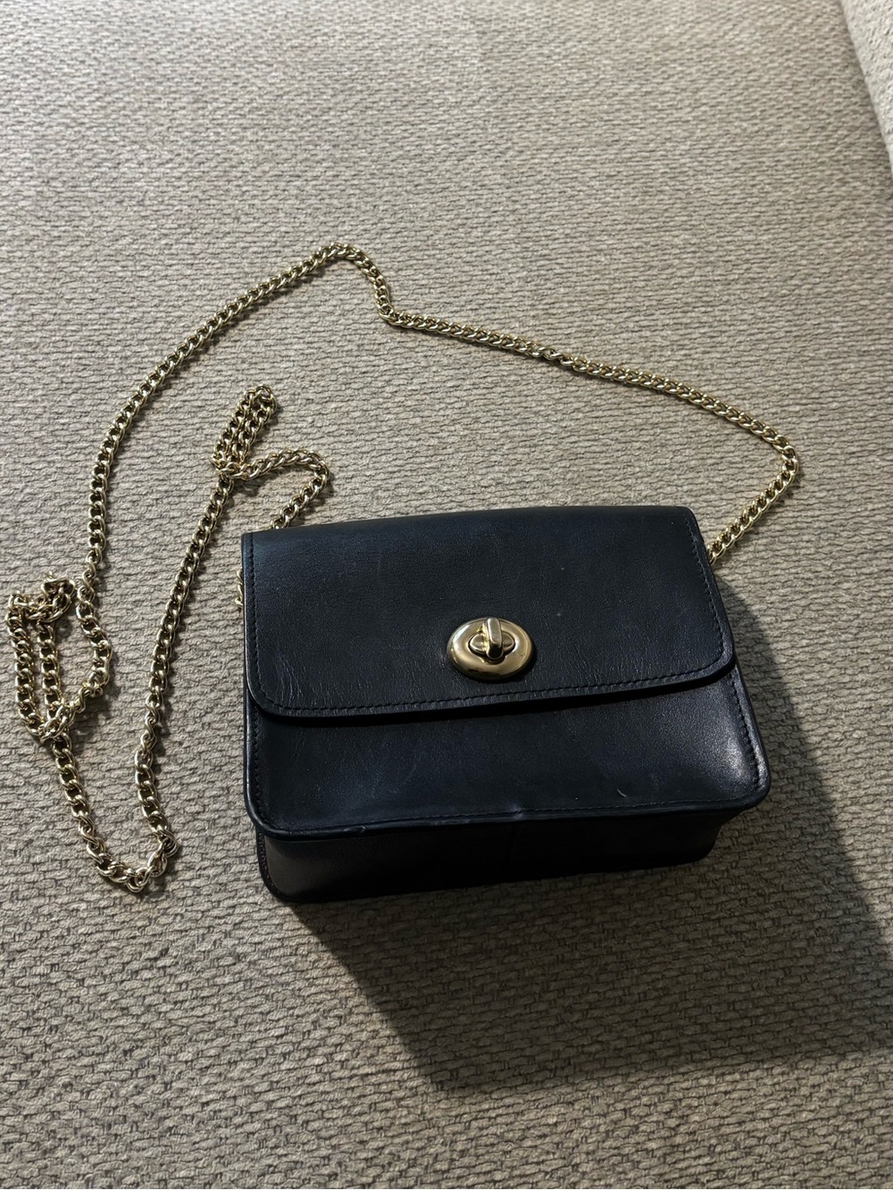 Coach Black Leather Crossbody with Gold Hardware